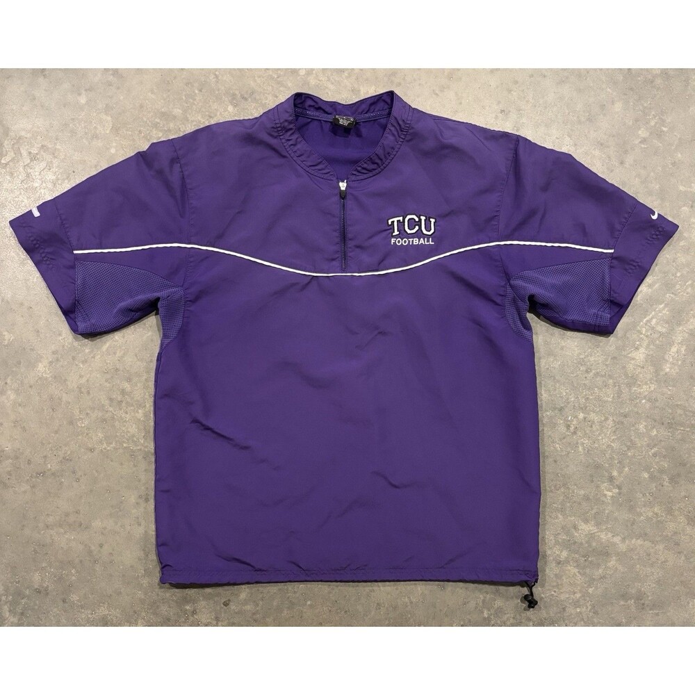 Nike Y2K TCU Horned Frogs Windbreaker Jacket Mens Large Short Sleeve 1/4 Zip